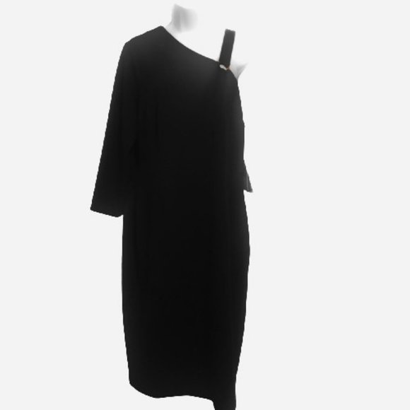 Ivanka Trump One Shoulder Black Fitted Dress - Picture 4 of 7